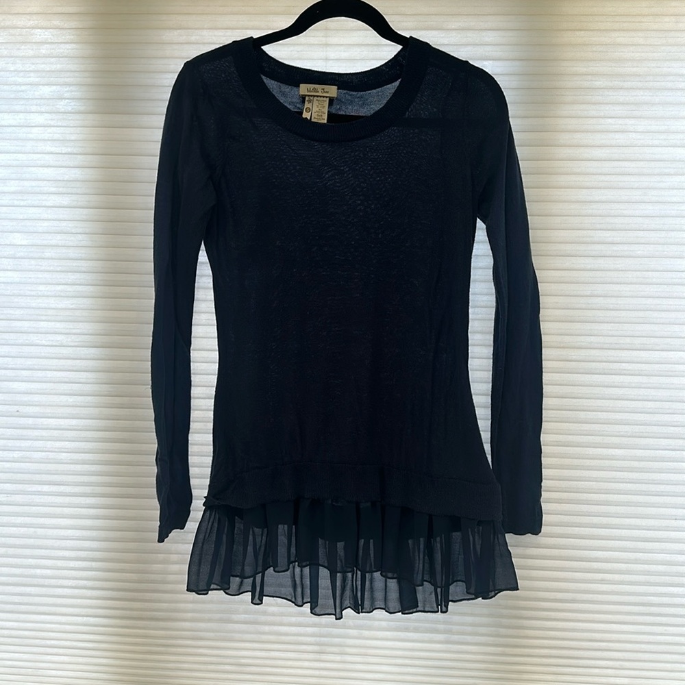 Matilda Jane Navy Blue Ruffle Tunic Lightweight Sweater
